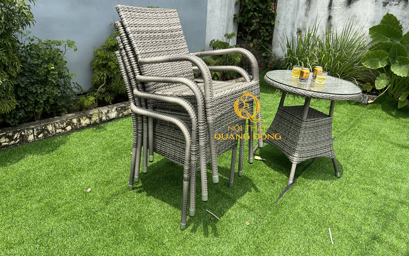 Bọ bàn ghế giả mây QD-2039 có thể chồng vào nhau
