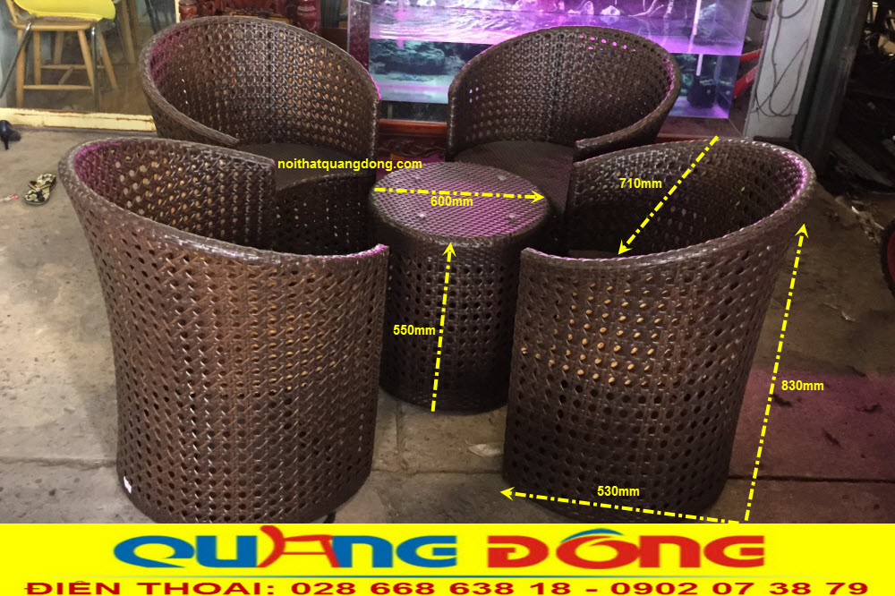 Bàn ghế giả mây QD-344|Kích thước chuẩn. Bàn ghế giả mây QD-344 kích thước chuẩn từ nhà sản xuất, giá gốc xuất xưởng, giá tốt cạnh tranh nhất thị trường