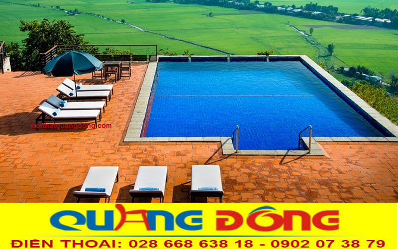 Ghế hồ bơi giả m&acirc;y QD-254 m&agrave;u n&acirc;u kiểu d&aacute;ng thanh lịch cao cấp xứng tầm với bể bơi tại Rosaka Nhan Trang.