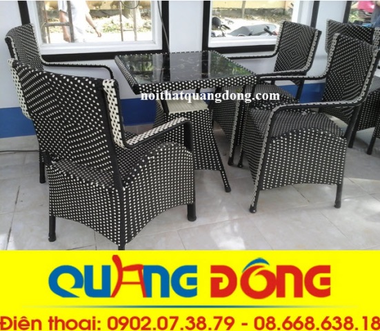 Bàn ghế mây nhựa QD-065|bàn ghế cafe|bàn ghế mây nhựa bền Bàn ghế nhựa giả mây QD-065 là mẫu bàn ghế mây nhựa đan lòng mốt hai màu trắng đen.
