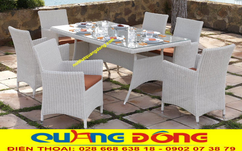 B&agrave;n ghế nhựa giả m&acirc;y QD-2018, mẫu b&agrave;n ghế ăn m&acirc;y nhựa đan sợi tr&ograve;n kh&aacute; &acirc;n tượng, m&agrave;u sắc đẹp.