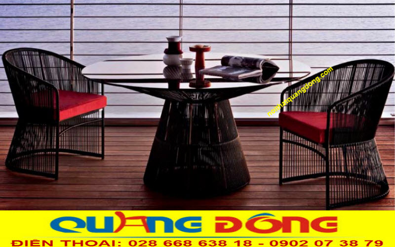 B&agrave;n ghế nhựa giả m&acirc;y cao cấp QD-2063, thiết kế đẹp, mẫu ghế si&ecirc;u đẹp cho kh&aacute;ch sạn, biệt thự.