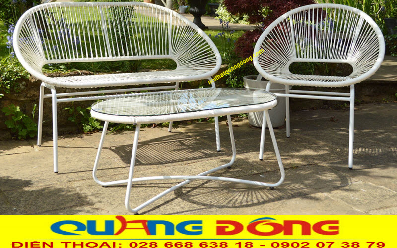 Bàn ghế giả mây QD-287|Ghế mây nhựa Bàn ghế giả mây QD-287, mẫu bàn ghế đẹp, màu trắng, chất lượng tại Hồ Chí Minh.