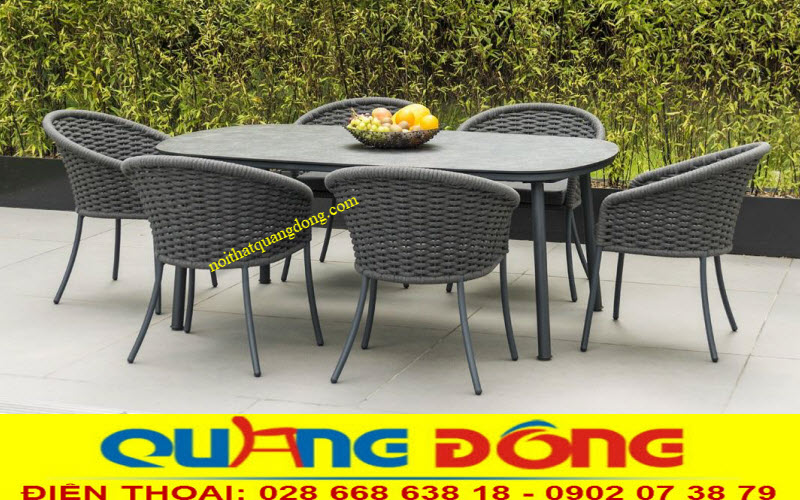 Bàn ghế ăn sân vườn bằng nhựa giả mây, bàn ghế được thiết kế cao cấp, chất liệu sang trọng, bền đẹp