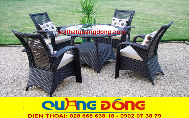 B&agrave;n ghế m&acirc;y nhựa QD-321, m&agrave;u đen, thiết kế cực đẹp cho kh&ocirc;ng gian ngoại thất resort, kh&aacute;ch sạn, biệt thự