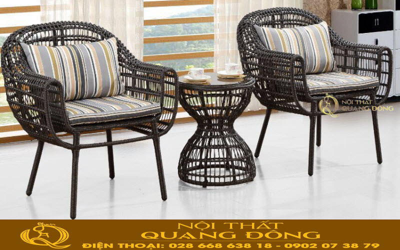 Bộ bàn ghế giả mây QD-342 sản xuất thủ công truyền thống mang nét đẹp thuần túy