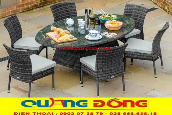 B&agrave;n ghế nhựa giả m&acirc;y QD-370 l&agrave; thiết kế b&agrave;n ăn m&acirc;y nhựa, đan sợi nhựa m&acirc;y nhựa cao cấp.