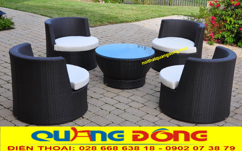 Bàn ghế giả mây QD-372|Bàn ghế ngoài trời Bàn ghế mây nhựa đan mây nhựa cao cấp, bền màu nắng mưa, chất lượng cao.