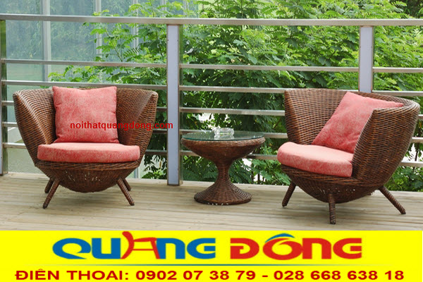 B&agrave;n ghế giả m&acirc;y QD-385 m&agrave;u n&acirc;u đồng, đan thủ c&ocirc;ng m&acirc;y nhựa cao cấp tại Việt Nam.