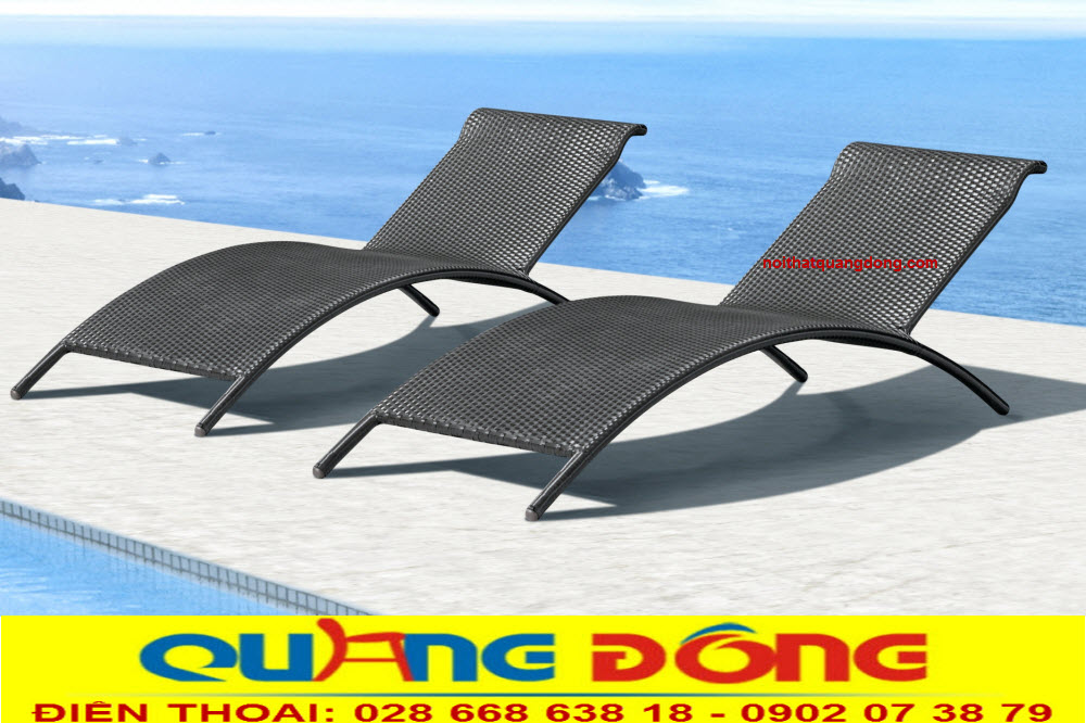 Ghế hồ bơi ngoài trời|ghế thư giãn hồ bơi QD-1233 Ghế nằm hồ bơi giả mây QD-1233 màu đen, không tay nhưng tinh tế và vững chắc, sử dụng ở mọi hồ bơi ngoài trời.