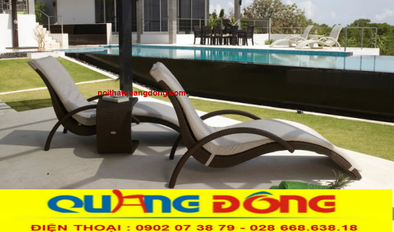 Ghế nằm hồ bơi nhựa giả m&acirc;y QD-590, thiết kế đẹp, kiểu d&aacute;ng tay uốn cong c&aacute;ch điệu kết hợp với ch&acirc;n độc đ&aacute;o.