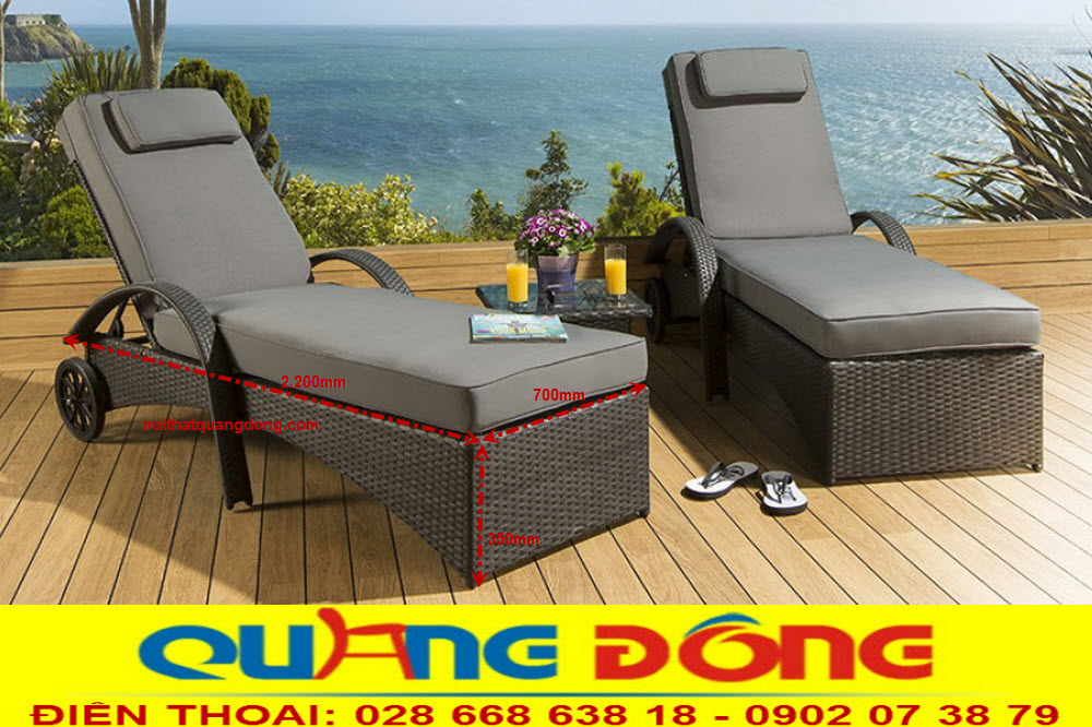 Ghế nằm hồ bơi QD-598 c&oacute; m&agrave;u đen, đan m&acirc;y nhựa thủ c&ocirc;ng sợi nhựa si&ecirc;u bền, kh&ocirc;ng lo bung đứt, gi&ograve;n g&atilde;y.