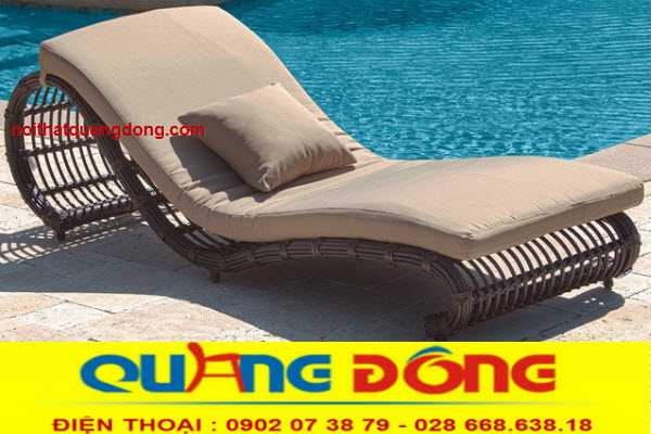 Ghế hồ bơi giả mây QD-579|Ghế nằm mây nhựa Ghế hồ nơi mây nhựa QD-579 mẫu ghế hình sóng uốn lượng mềm mại, chất liệu nhựa giả mây.