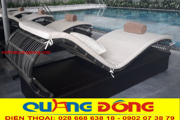 GHẾ nằm hồ bơi QD-579|Ghế thư giãn hồ bơi. Ghế nằm hồ bơi nhựa giả mây QD-579 thiết kế đẹp, chất lượng cao, đan mây nhựa cao cấp, màu xám đen phong cách không tay hiện đại