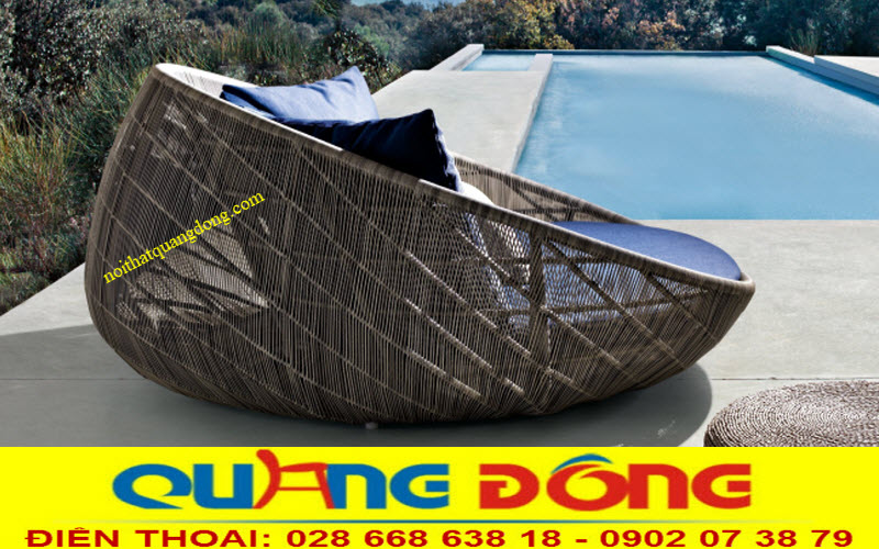 Giường tắm nắng đẹp bằng nhựa giả m&acirc;y cao cấp đan thủ c&ocirc;ng mỹ nghệ