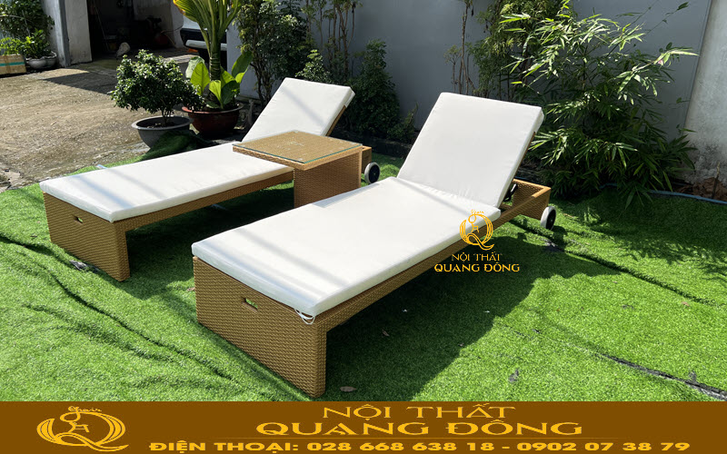 Ghế hồ bơi giả mây QD-253 thiết kế với kiểu dáng không tay đơn giản, sang trọng