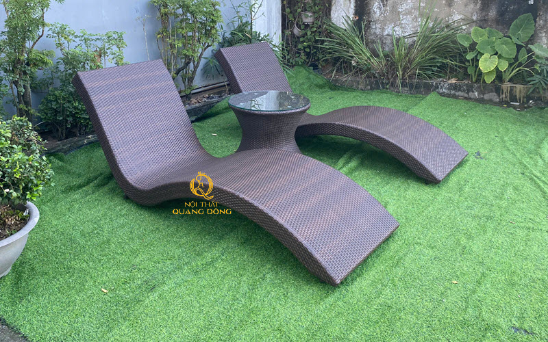 Ghế nằm hồ bơi mây nhựa hình chữ S QD-1276 sự lựa chọn hoàn hảo cho không gian ngoài trời