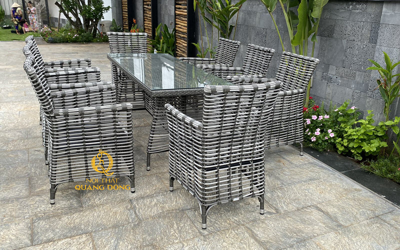 bàn ghế giả mây QD - 368