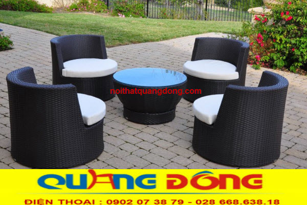 bàn ghế giả mây QD - 372