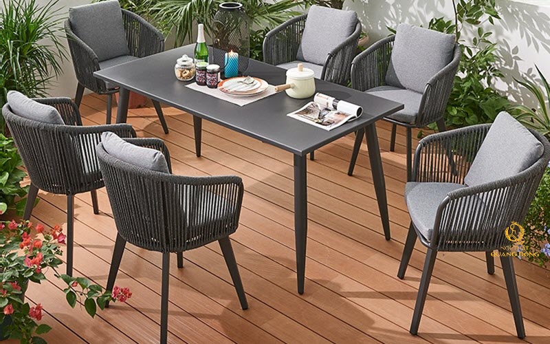 bàn ghế giả mây QD - 374