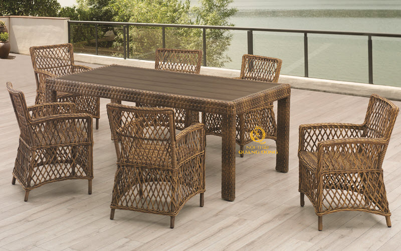 Bàn ghế giả mây QD - 375