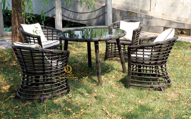 Bàn ghế giả mây QD - 385