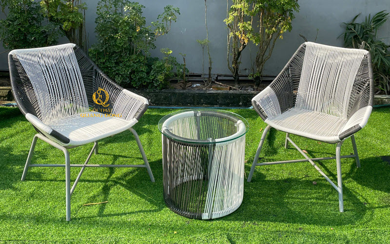 Bàn ghế giả mây QD - 386