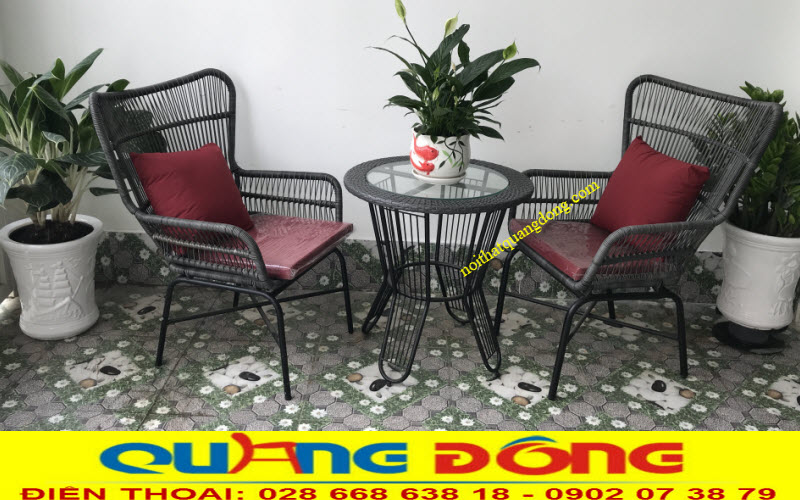 Bàn ghế giả mây QD - 387