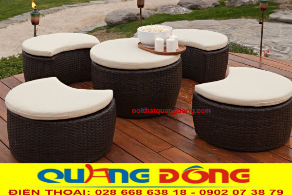 Bàn ghế giả mây QD - 398