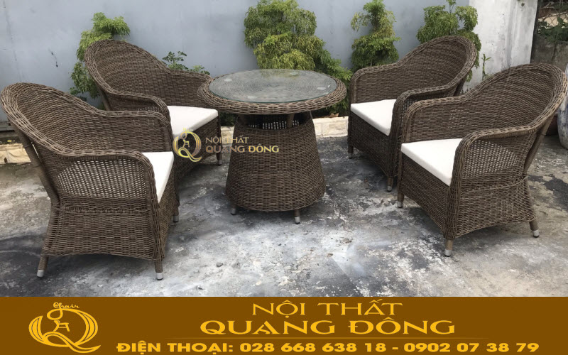 Bàn ghế giả mây QD - 399