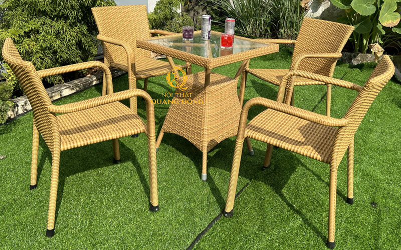 bàn ghế giả mây QD-326