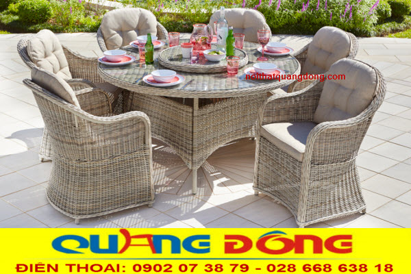 Bàn ghế nhựa giả mây QD - 381