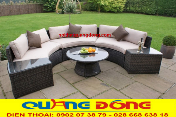 Sofa nhựa giả m&acirc;y QD-605 thiết kế nữa v&ograve;ng tr&ograve;n, đan m&acirc;y nhựa cao cấp,. chắc chắn, thiết kế đẹp.