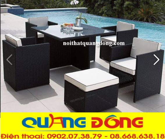 Sofa mây nhựa|sofa giả mây QD-610. Sofa nhựa giả mây QD-610 màu đen, thiết kế thông minh có thể xếp gọn khi không sử dụng, tiết kiệm diện tích