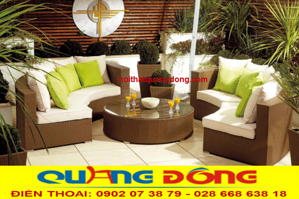 Sofa giả mây QD-619|Sofa mây nhựa Sofa mây nhựa QD-619 màu nâu, thiết kế nữa vòng tròn, sang trọng, được đan mây nhựa cao cấp, thiết kế đẹp, chất lượng cao