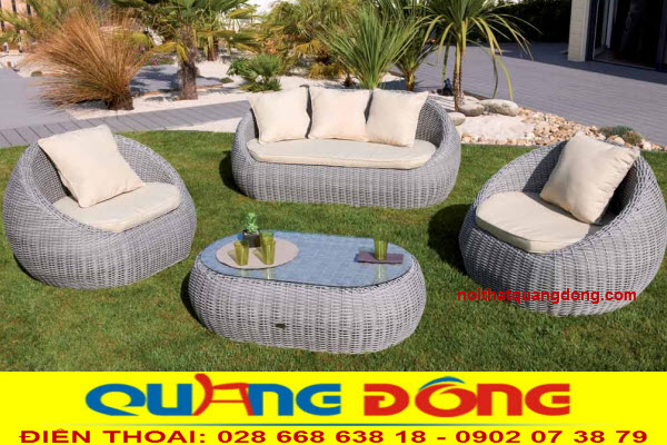sofa nhựa giả m&acirc;y QD-672 m&agrave;u x&aacute;m, đan sợi nhựa tr&ograve;n cao cấp, chất lượng cao, thiết kế đẹp.