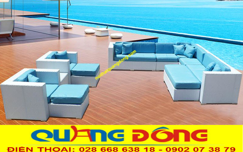 Sofa nhựa giả m&acirc;y QD-644 l&agrave; mẫu b&agrave;n ghế sofa ngo&agrave;i trời thiết kế đẹp, đạt chuẩn v&agrave; chất lượng cao, sofa g&oacute;c m&agrave;u sắc đẹp