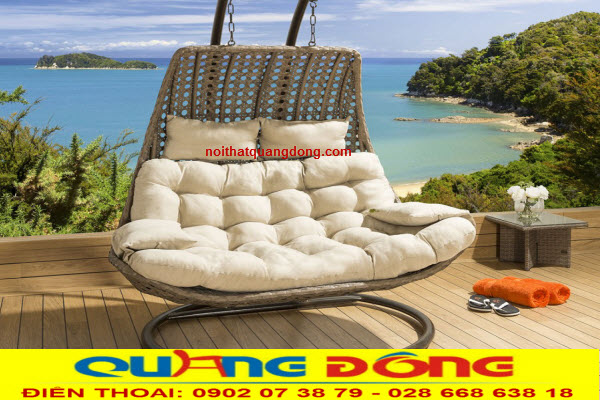 Xích đu giả mây QD-423|ghế thư giãn sân vườn. Xích đu nhựa giả mây QD-423 đan mắt cáo với thiết kế mới đẹp, lạ mắt, trạng bị với hai cần treo, gối nệm cao cấp